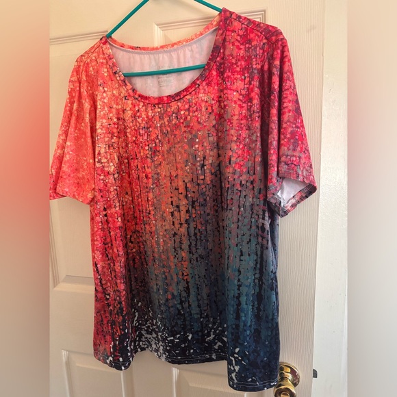 SHEIN Tops - SHEIN Curve 3XL Colorful Pixelated Print Short Sleeve Top
